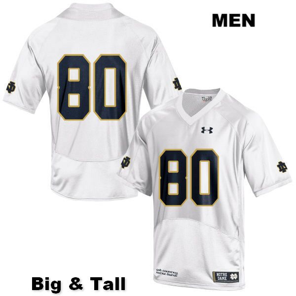 Men's NCAA Notre Dame Fighting Irish #80 Micah Jones Stitched College Under Armour Authentic White Big & Tall No Name Football Jersey ON10V66MI